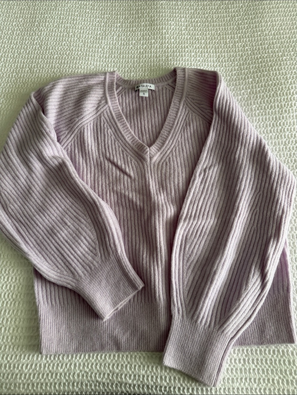 Athleta Lavender Ribbed V-Neck Sweater